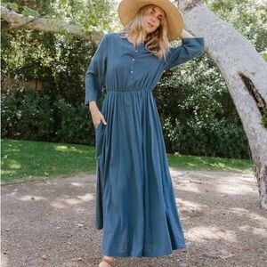 Jenni Kayne seersucker shirt stripe max dress in ink size s